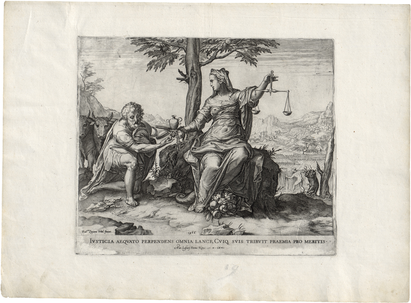 Lot 5055, Auction  125, Cort, Cornelis, Justizia weist die Reichtümer zurück