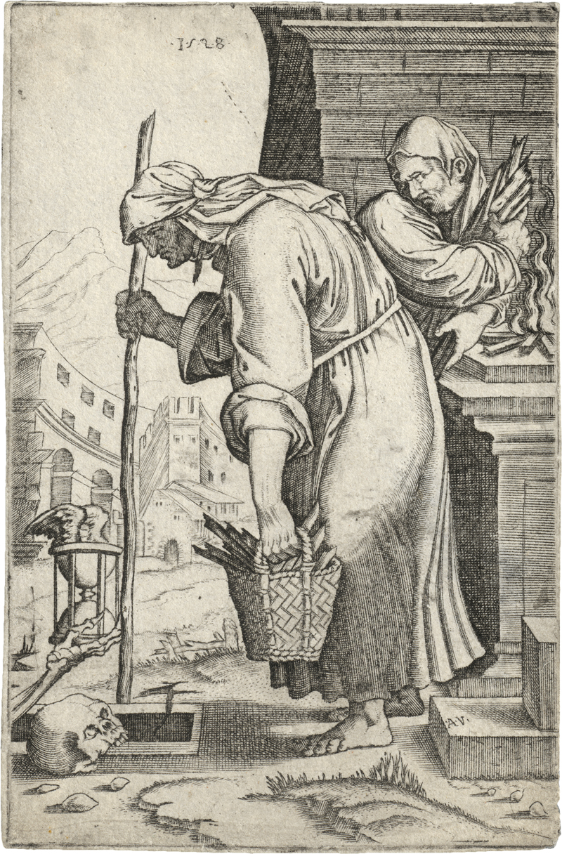 Lot 5235, Auction  125, Veneziano, Agostino, Die alter Frau zur Grube gehend
