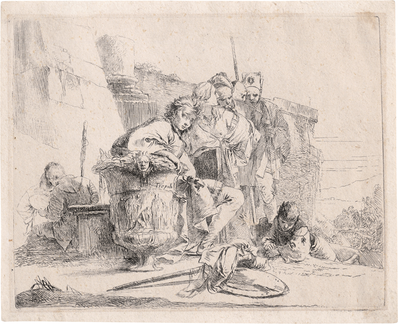 Lot 5319, Auction  125, Tiepolo, Giovanni Battista, Sitzender Knabe, sich auf eine Vase stützend