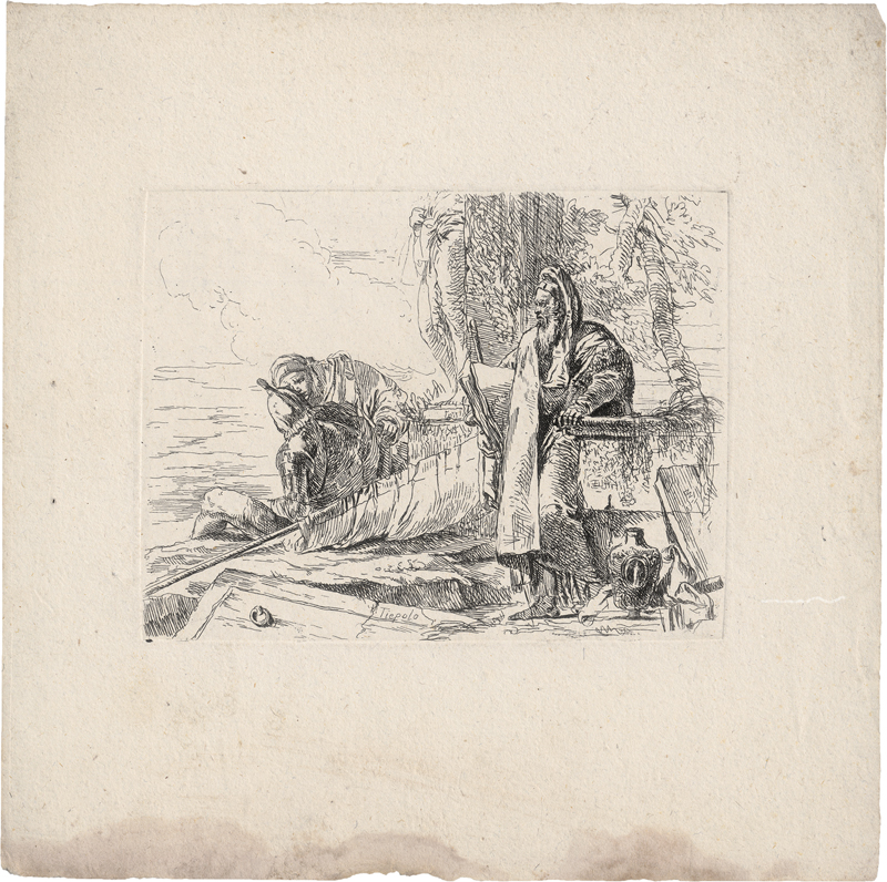 Lot 5321, Auction  125, Tiepolo, Giovanni Battista, Der stehende Philosoph mit dem großem Buch und zwei weitere Figuren