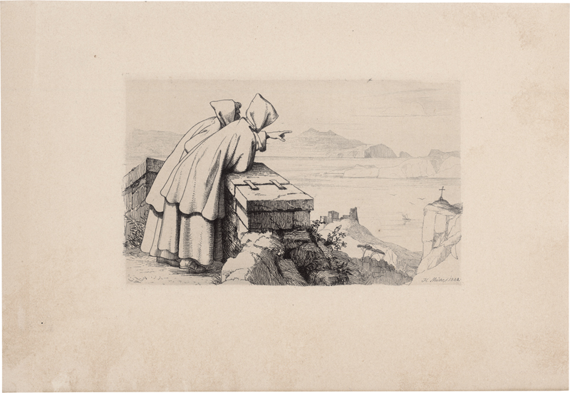 Lot 5389, Auction  125, Mücke, Heinrich Karl, Zwei Mönche blicken auf die Bucht von Bajae