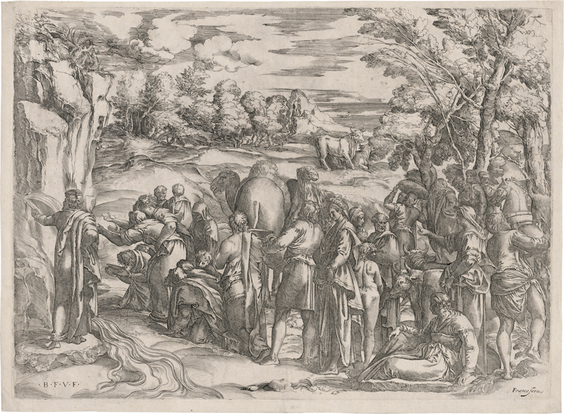 Lot 5558, Auction  125, Franco, Giovanni Battista, Moses, Wasser aus dem Felsen schlagend
