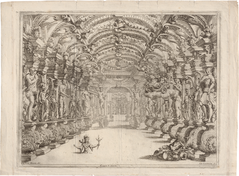 Lot 5614, Auction  125, Lorenzini, Giovanni Antonio, Szenographischer Bühnenprospekt mit detaillierter Palastarchitektur