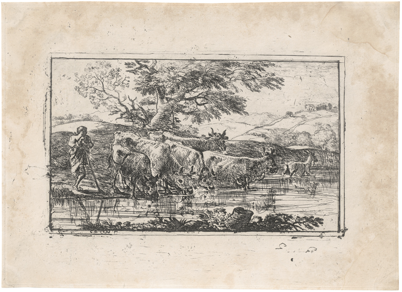 Lot 5615, Auction  125, Lorrain, Claude, Le troupeau à l'abreuvoir