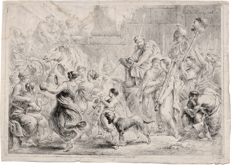 Lot 5677, Auction  125, Rode, Christian Bernhard, Saul ist über den Erfolg Davids im Kampf mit den Philistern ergrimmt