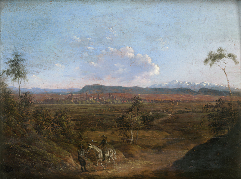 Lot 6044, Auction  125, Deutsch, um 1800. Vorgebirgslandschaft mit Reiter und seinem Begleiter