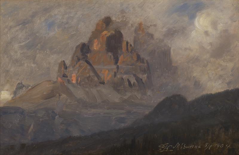 Lot 6064, Auction  125, Koerner, Ernst Carl Eugen, Abendglühen über den Drei Zinnen bei Misurina