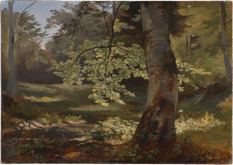 Lot 6084, Auction  125, Schiess, Traugott, Waldlichtung mit Birke im Sonnenschein
