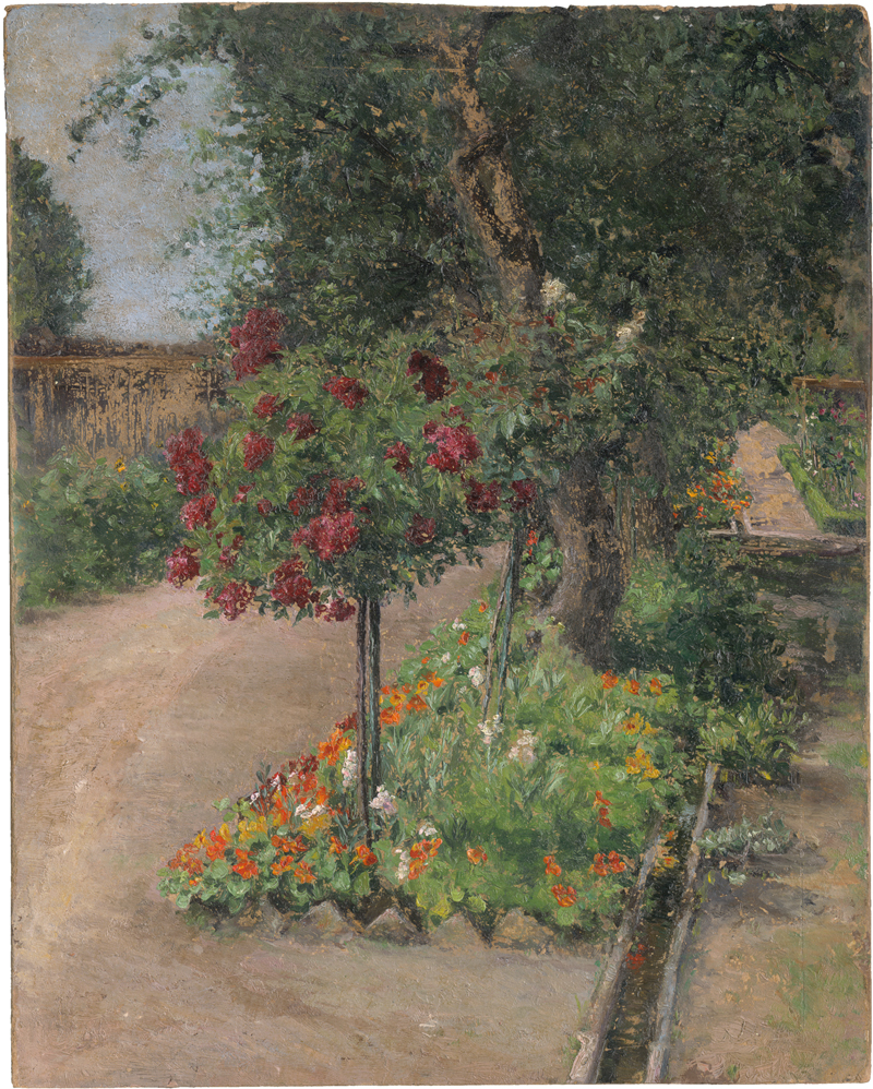Lot 6106, Auction  125, Charlemont, Hugo - Umkreis, Sommerlicher Garten mit Kapuzinerkresse und Stockrosen