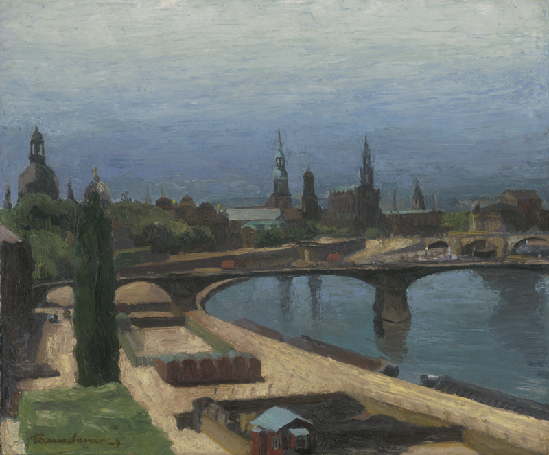 Lot 6216, Auction  125, Dresdener Schule, 1929. Blick auf Dresden mit der Elbe ("Elbelandschaft")