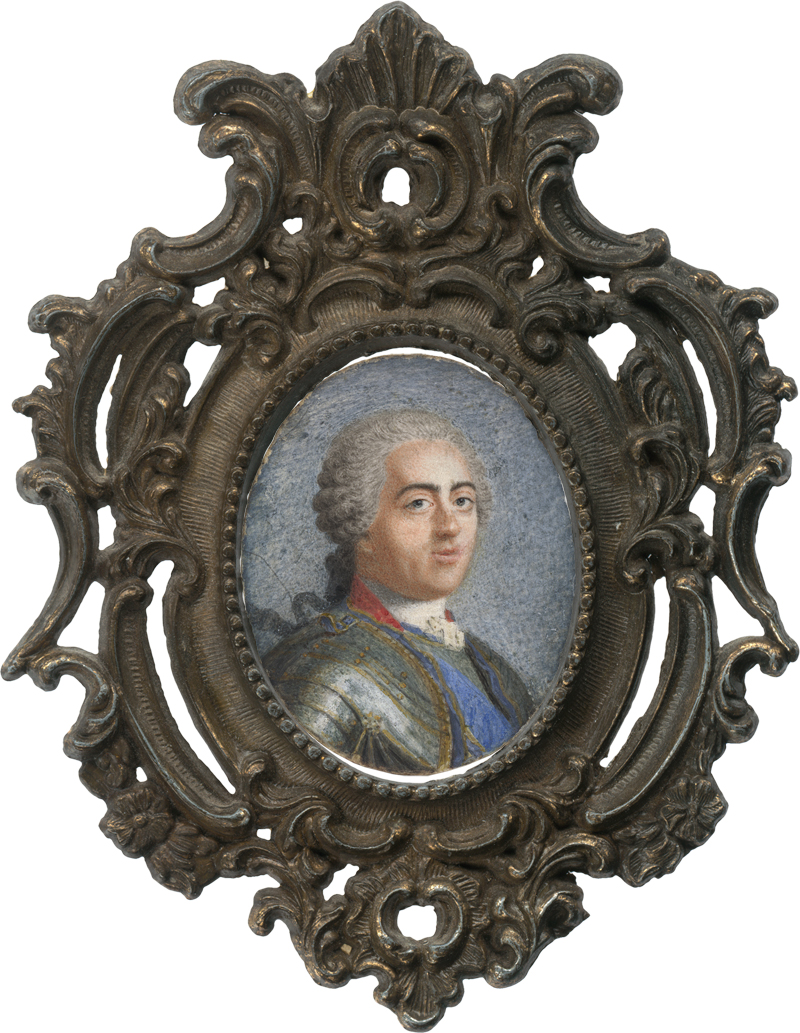 Lot 6315, Auction  125, Liotard, Jean-Étienne - Werkstatt, Miniatur Portrait des Königs Ludwig XV. von Frankreich in Harnisch