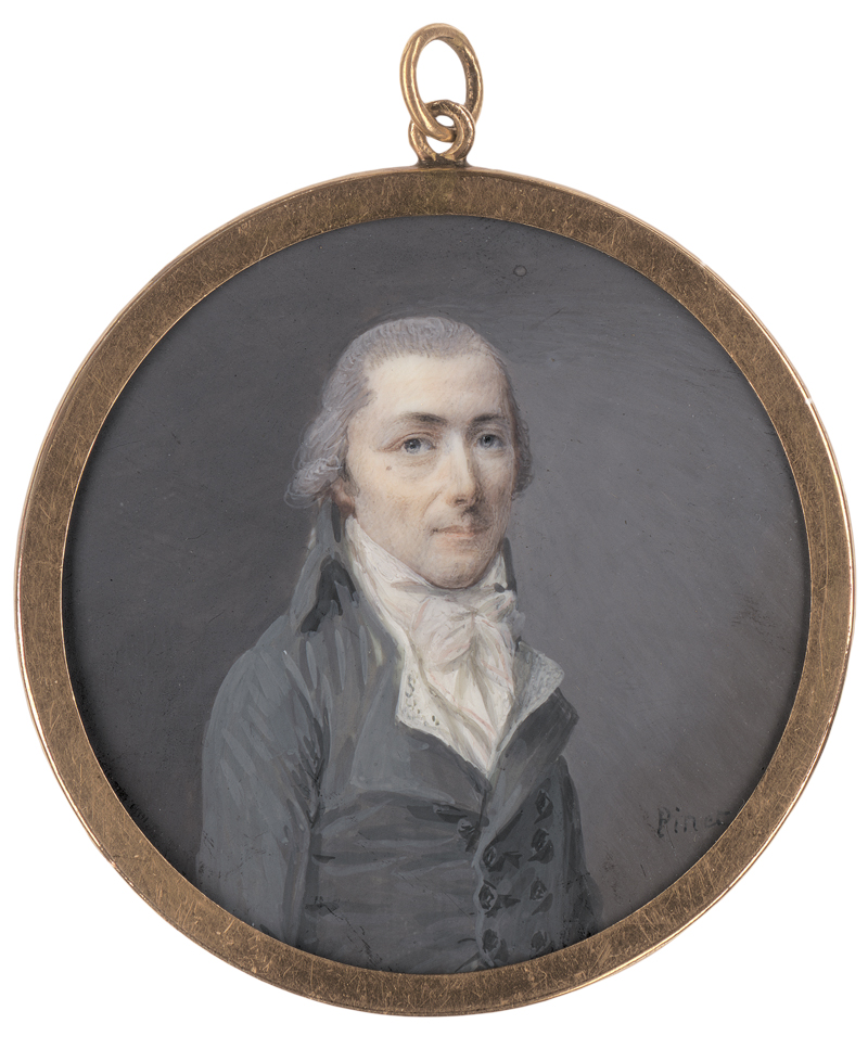 Lot 6367, Auction  125, Pinet, Nicolas [?], Miniatur Portrait eines jungen Mannes in grauer Jacke