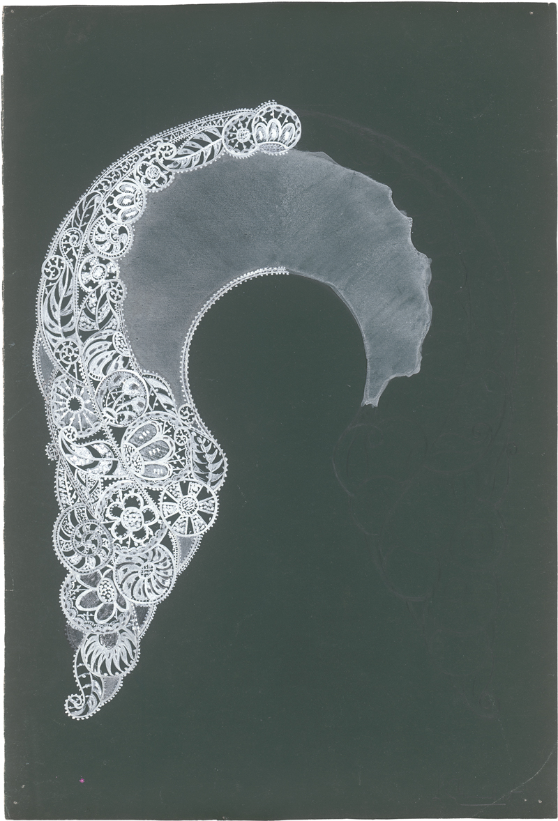 Lot 6545, Auction  125, Französisch, um 1920. Entwurf für einen Kragen aus weißer Spitze