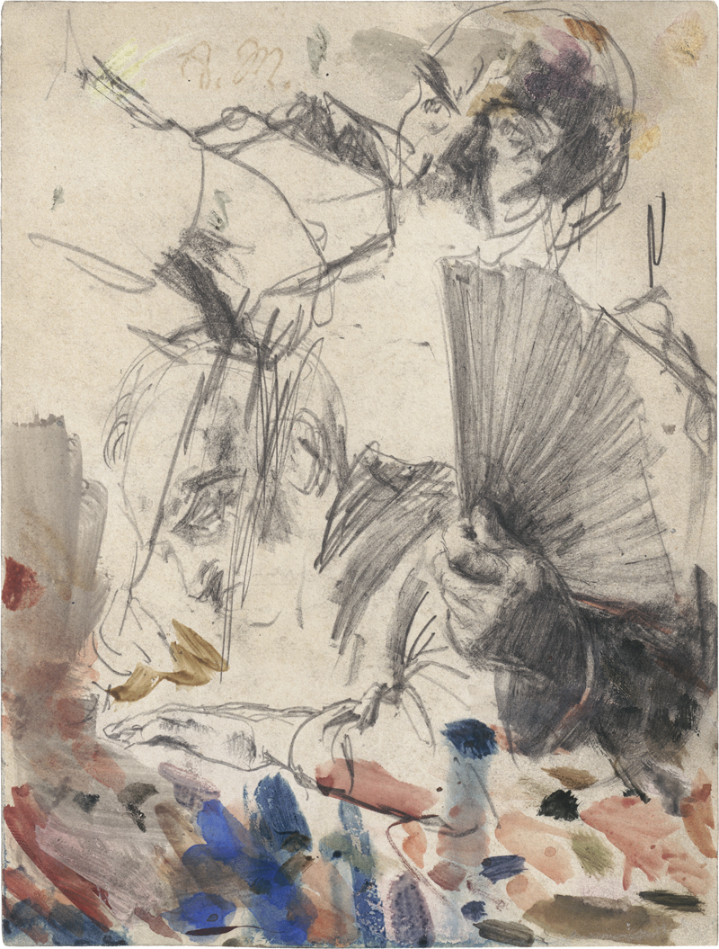 Lot 6562, Auction  125, Menzel, Adolph von, Studienblatt mit einer Hand, die einen Fächer hält