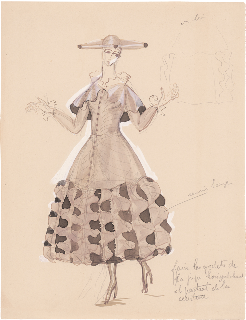 Lot 6624, Auction  125, Dufy, Raoul, Modeentwurf: Kleid mit großen Volants
