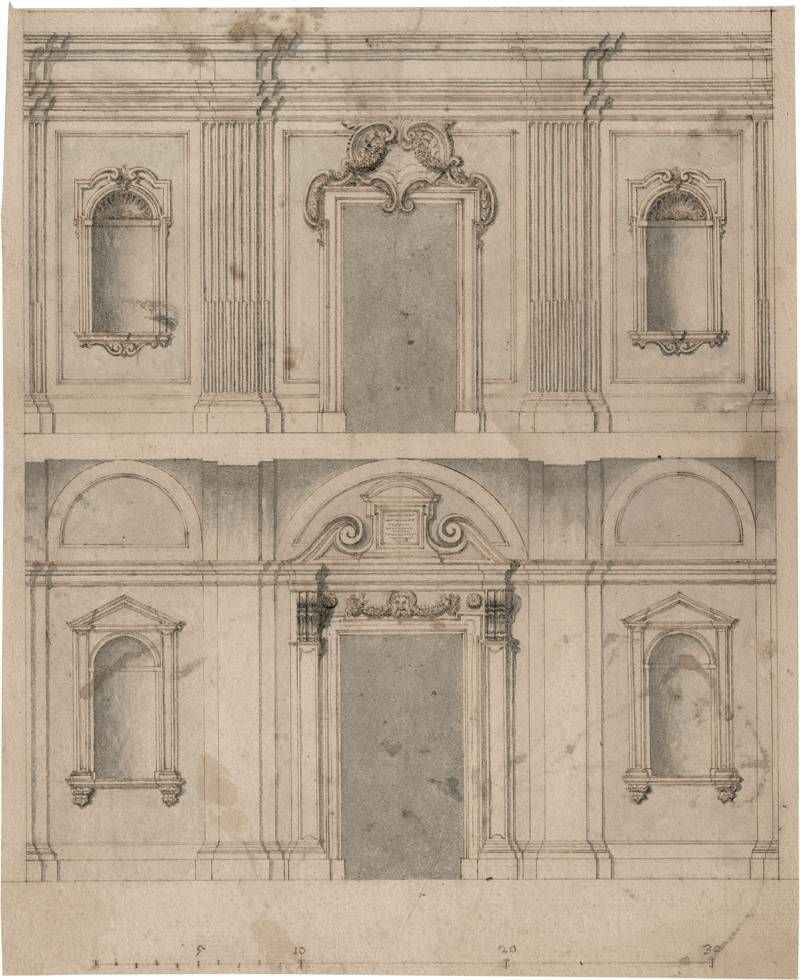 Lot 6710, Auction  125, Italienisch, spätes 16. Jh. Durchschnitt durch einen barocken Palazzo mit dem Wandaufriss zweier Stockwerke