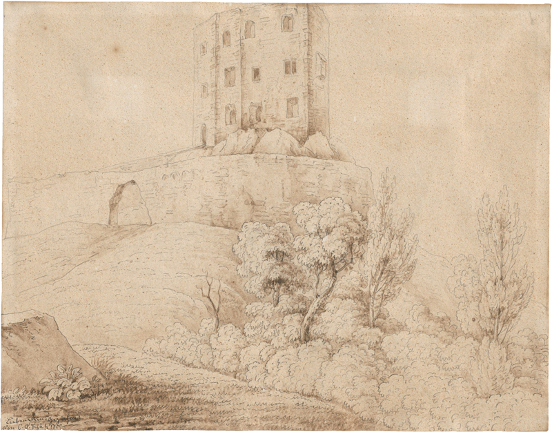 Lot 6775, Auction  125, Schütz d. J., Christian Georg, Blick auf die Burgruine Liebenstein im Rheintal. 