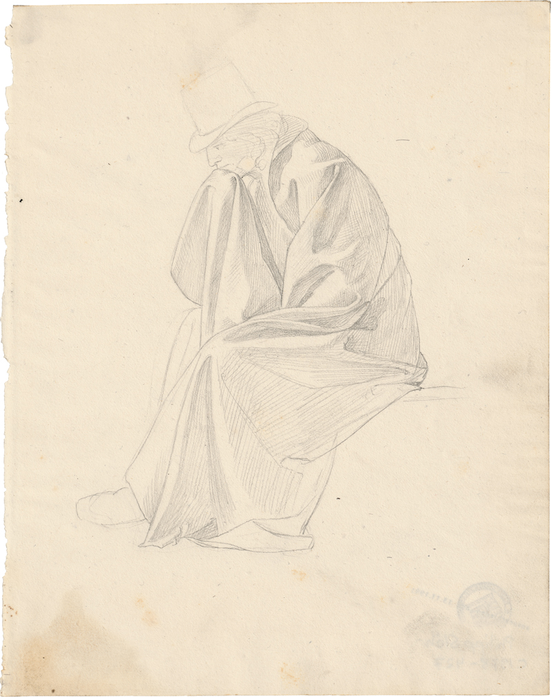 Lot 6786, Auction  125, Stöhr, Philipp, Künstlerfreund mit Umhang und hohem Hut: Mantelstudie