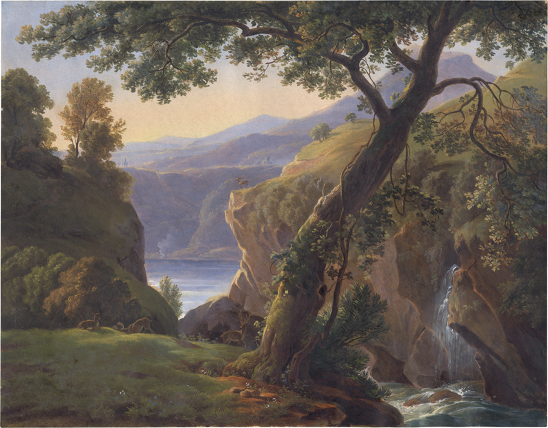 Lot 6828, Auction  125, Morgenstern, Christian Ernst Bernhard, "Am Brietzer" (Felslandschaft mit Seeblick)