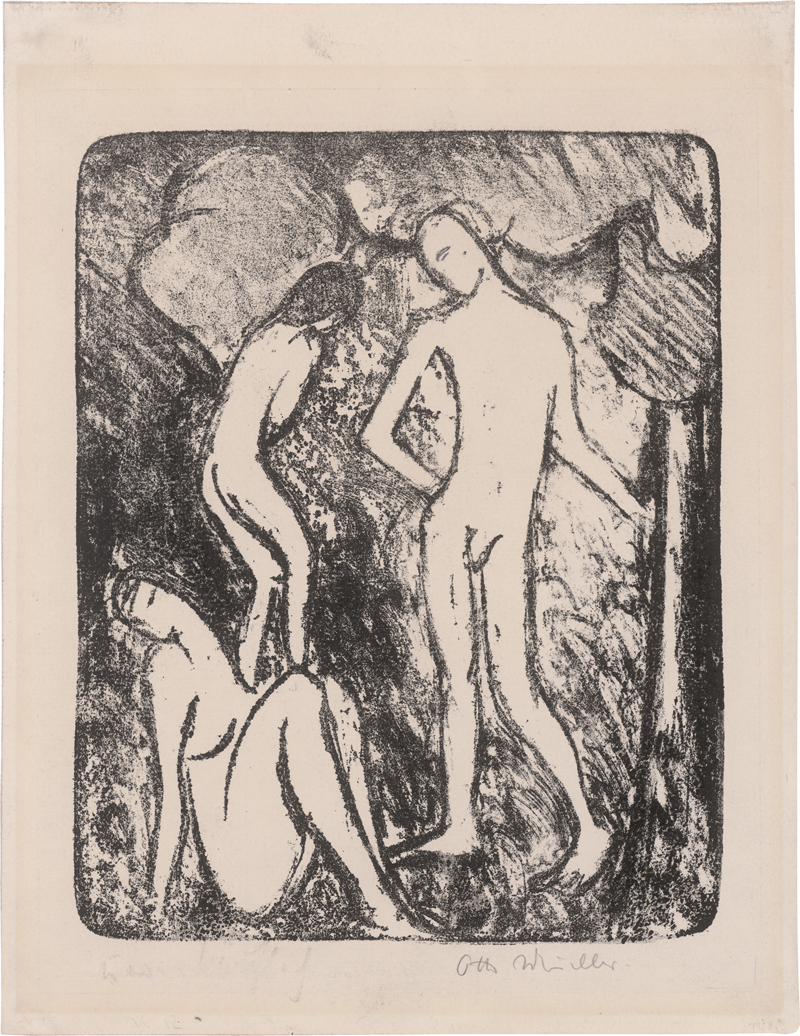 Lot 7057, Auction  125, Mueller, Otto, Zwei Mädchen und ein Jüngling (Drei Akte)