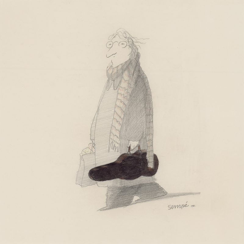 Lot 7295, Auction  125, Sempé, Jean-Jacques, Ohne Titel (Geiger mit Einkaufstasche)