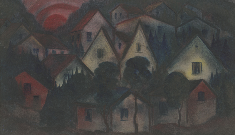 Lot 8003, Auction  125, Arnold, Christian, Dorf im Sonnenuntergang; Blühender Baum