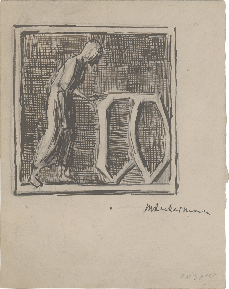 Lot 8101, Auction  125, Liebermann, Max, Entwurf zur Initiale W mit Darstellung des täglichen Lebens