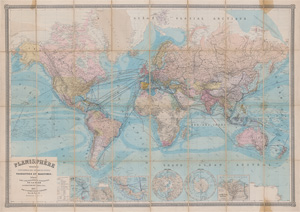Lot 1, Auction  126, Andriveau-Goujon, Eugene, Planisphère terrestre indiquant les lignes modernes de grande communication par terre et par mer