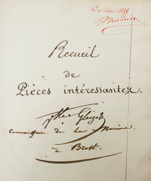 Lot 102, Auction  126, Gleizes, Vénuste, "Recueil de Pièces intéressantes. Marine à Brest." Französische Handschrift auf Papier