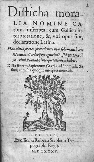 Lot 1118, Auction  126, Cato, Marcus Porcius, Disticha moralia, cum Gallica interpretatione