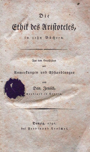 Lot 2126, Auction  126, Jenisch, Daniel, Die Ethik des Aristoteles