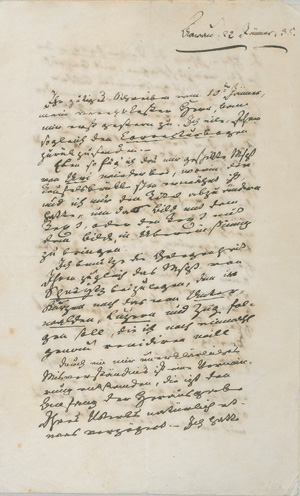 Lot 2552, Auction  126, Zschokke, Heinrich, Brief an den Verleger Creuzbauer über seine Schweiz-Beschreibung. 1835
