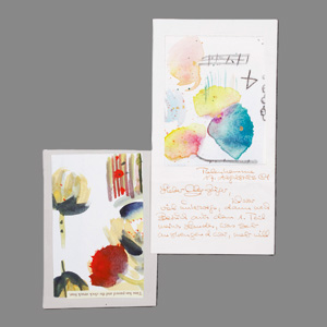 Los 2614 - Kirsch, Sarah - 2 Briefkarten mit Aquarellen. 1991  - 0 - thumb