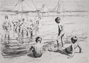 Lot 3117, Auction  126, Franck, Philipp, Badende Knaben im Wannsee. Radierung. Berlin 1909