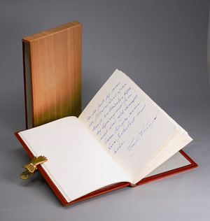 Lot 3237, Auction  126, Jünger, Ernst, Lettern und Ideogramme. OMaroquin. Olten 1970. - Erste Ausgabe. - 60 Exemplare, mit ganzseitigem eigenh. Textzitat von E. J