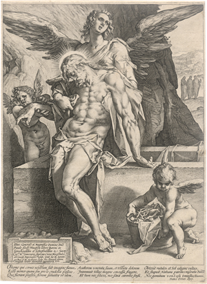 Lot 5128, Auction  126, Goltzius, Hendrick, Der Körper des toten Christus, von einem Engel getragen