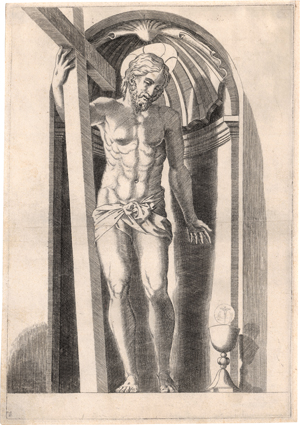 Lot 5149, Auction  126, Italienisch, um 1540. Christus mit dem Kreuz und dem Abendmahlskelch