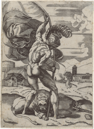 Lot 5249, Auction  126, Veneziano, Agostino, Mann mit Fahne