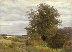 Lot 6195, Auction  126, Kyhn, Vilhelm, Sommerliche Landschaftspartie mit wolkenreichem Himmel