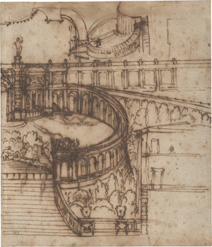 Lot 6518a, Auction  126, Grimaldi, Giovanni Francesco, Entwurf für die Spanische Treppe in Rom