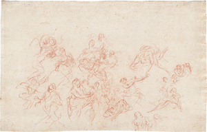 Lot 6523, Auction  126, Dandini, Pietro, Studienblatt mit Anbetungsszene und weiteren Figuren