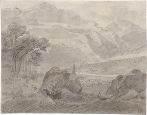 Los 6642 - Dahl, Johann Christian Clausen - Norwegische Gebirgslandschaft mit Dorf - 0 - thumb