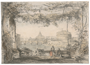 Lot 6699, Auction  126, Heim, R., Rom: Blick von einer Terrasse über den Tiber auf die Engelsburg uns St. Peter