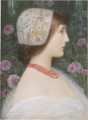 Lot 6732, Auction  126, Grabwinkler, Paul, Junge Frau mit goldgewirkter Haube und Korallenkette