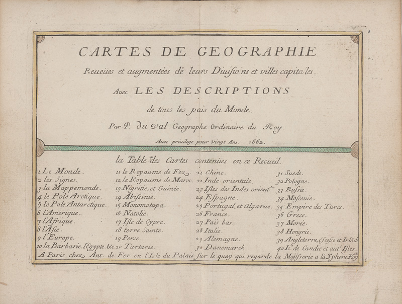 Lot 15, Auction  126, Val, Pierre du, Cartes de geographie