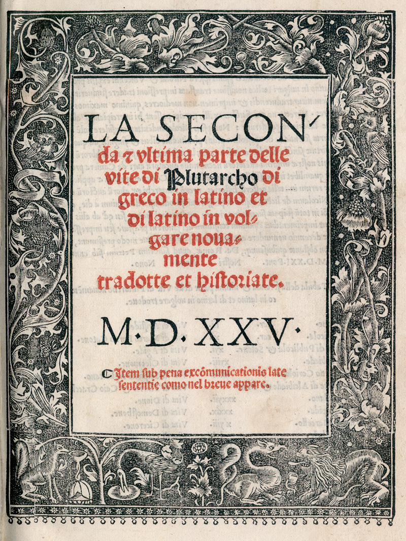 Lot 1178, Auction  126, Plutarch, Vite di greco in latino et di latino in volgare 