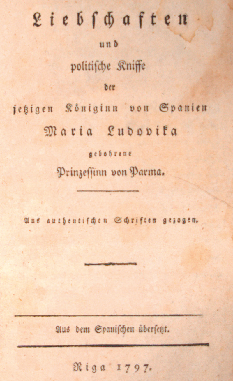 Lot 2070, Auction  126, Liebschaften und politische Kniffe, der jetzigen Königinn von Spanien Maria Ludovika