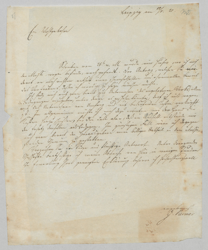 Lot 2537, Auction  126, Reimer, Georg, 2 eigenhändige Briefe an Wilhelm Dorow in Bonn. 1820-1821