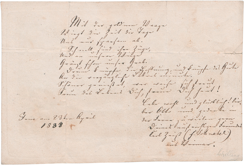 Lot 2571, Auction  126, Zeiss, Carl, Albumblatt. 1838