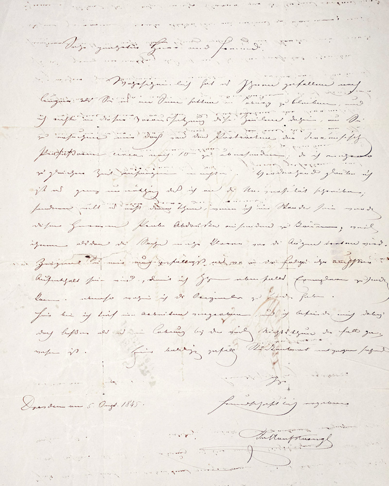Lot 2611, Auction  126, Hanfstaengl, Franz, Brief an den Weimarer Hofmaler Johann Heinrich Schramm.1845